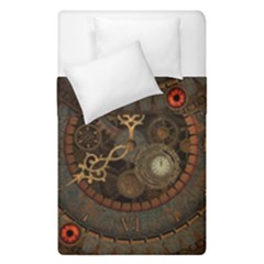 Steampunk, Awesome Clocks Duvet Cover Double Side (single Size) by FantasyWorld7