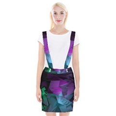 Abstract Shapes Purple Green Braces Suspender Skirt