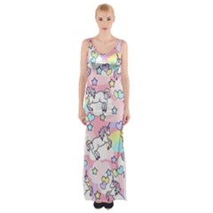 Unicorn Rainbow Maxi Thigh Split Dress