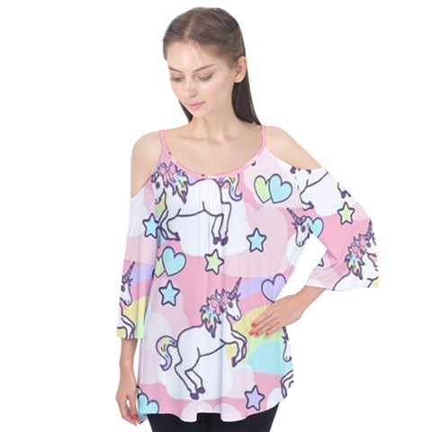 Unicorn Rainbow Flutter Tees by Nexatart