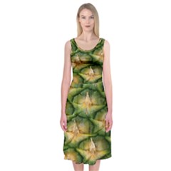 Pineapple Pattern Midi Sleeveless Dress