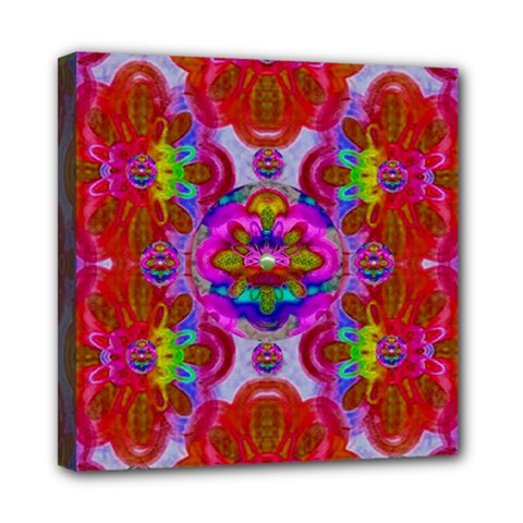 Fantasy   Florals  Pearls In Abstract Rainbows Mini Canvas 8  X 8  by pepitasart