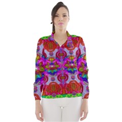 Fantasy   Florals  Pearls In Abstract Rainbows Wind Breaker (women) by pepitasart