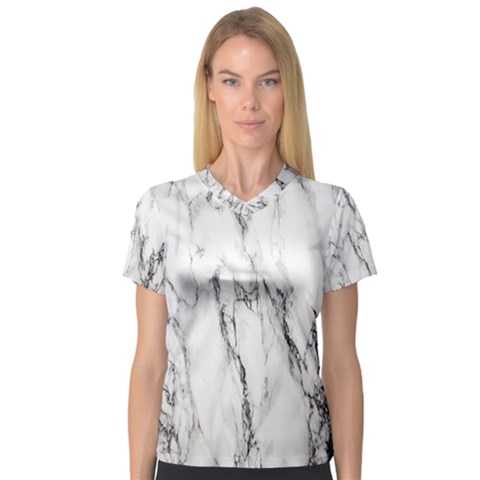 Marble Granite Pattern And Texture V-neck Sport Mesh Tee by Nexatart