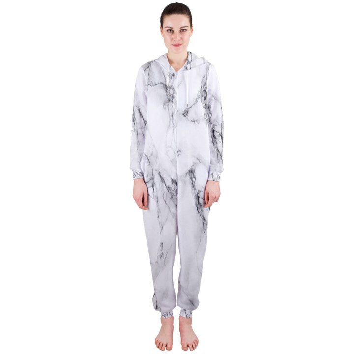 Marble Granite Pattern And Texture Hooded Jumpsuit (Ladies) 