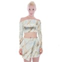 Marble Texture White Pattern Surface Effect Off Shoulder Top with Skirt Set View1
