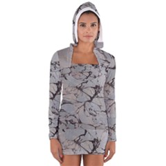 Slate Marble Texture Long Sleeve Hooded T-shirt by Nexatart