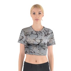 Slate Marble Texture Cotton Crop Top by Nexatart