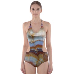 Wall Marble Pattern Texture Cut-out One Piece Swimsuit by Nexatart