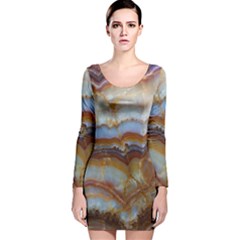 Wall Marble Pattern Texture Long Sleeve Velvet Bodycon Dress by Nexatart