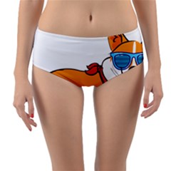 Corgi With Sunglasses And Scarf T Shirt Reversible Mid-waist Bikini Bottoms by AmeeaDesign