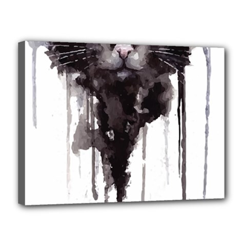 Angry Cat T Shirt Canvas 16  X 12  by AmeeaDesign