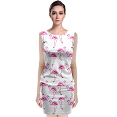 Flamingo Pattern Sleeveless Velvet Midi Dress by Valentinaart
