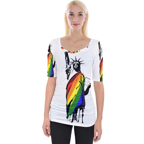 Pride Statue Of Liberty  Wide Neckline Tee by Valentinaart