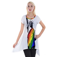 Pride Statue Of Liberty  Short Sleeve Side Drop Tunic by Valentinaart