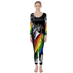 Pride Statue Of Liberty  Long Sleeve Catsuit by Valentinaart