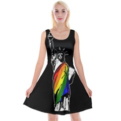 Pride Statue Of Liberty  Reversible Velvet Sleeveless Dress by Valentinaart