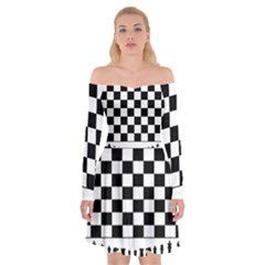 Chess  Off Shoulder Skater Dress