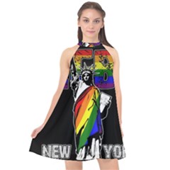 Lgbt New York Halter Neckline Chiffon Dress  by Valentinaart