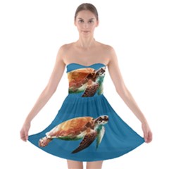 Sea Turtle Strapless Bra Top Dress by Valentinaart