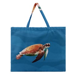 Sea Turtle Zipper Large Tote Bag by Valentinaart