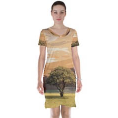 Landscape Short Sleeve Nightdress by Valentinaart