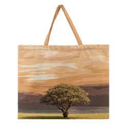 Landscape Zipper Large Tote Bag