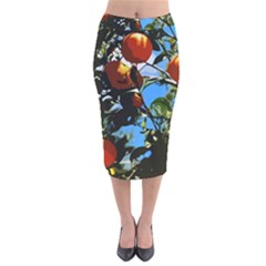 Orange Tree Velvet Midi Pencil Skirt by Valentinaart