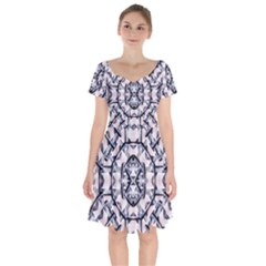 Futuristic Geometric Pattern  Short Sleeve Bardot Dress by dflcprintsclothing