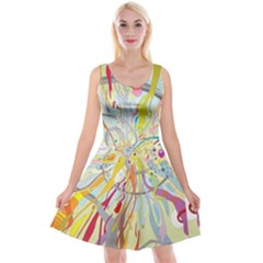 Drawing Multicolored Light  Reversible Velvet Sleeveless Dress