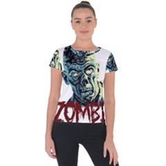 Zombie Short Sleeve Sports Top  by Valentinaart