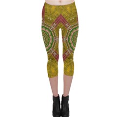 Mandala In Metal And Pearls Capri Leggings  by pepitasart