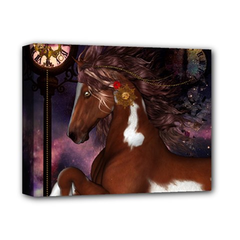 Steampunk Wonderful Wild Horse With Clocks And Gears Deluxe Canvas 14  X 11  by FantasyWorld7