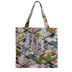 Simple Map Of The City Zipper Grocery Tote Bag