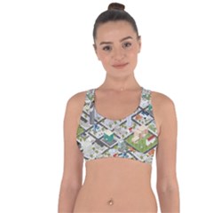 Simple Map Of The City Cross String Back Sports Bra by Nexatart