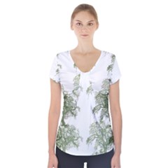 Trees Tile Horizonal Short Sleeve Front Detail Top