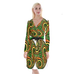 Celtic Celts Circle Color Colors Long Sleeve Velvet Front Wrap Dress