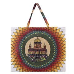 Building Mandala Palace Zipper Large Tote Bag by Nexatart