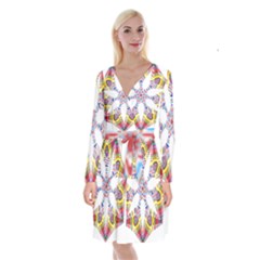 Colorful Chromatic Psychedelic Long Sleeve Velvet Front Wrap Dress