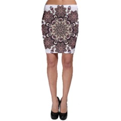 Mandala Pattern Round Brown Floral Bodycon Skirt