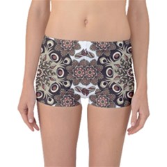 Mandala Pattern Round Brown Floral Boyleg Bikini Bottoms by Nexatart