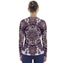 Mandala Pattern Round Brown Floral V-Neck Long Sleeve Top View2