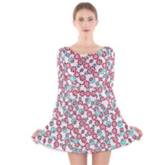 Multicolor Graphic Pattern Long Sleeve Velvet Skater Dress by dflcprints