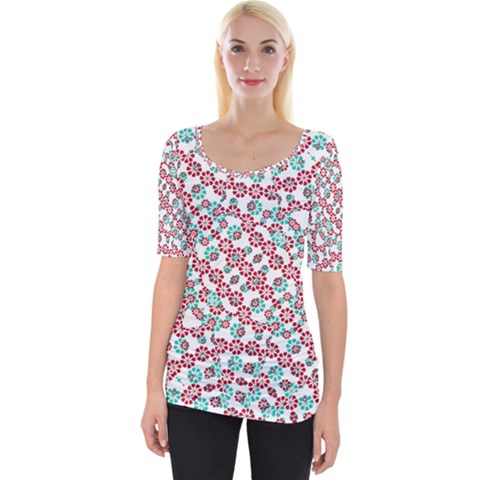 Multicolor Graphic Pattern Wide Neckline Tee by dflcprints