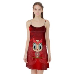 Cute Colorful  Owl, Mandala Design Satin Night Slip