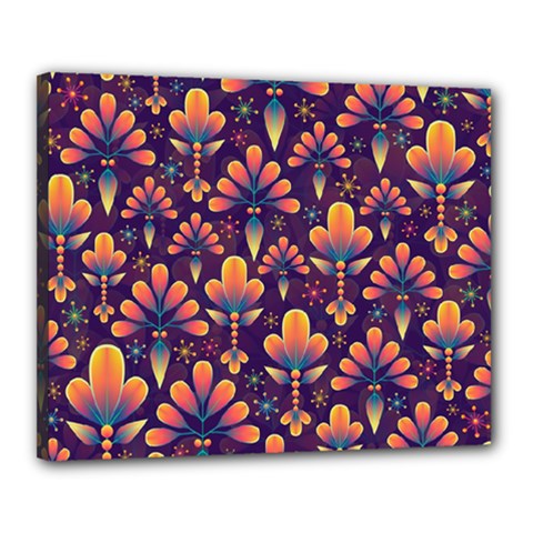 Floral Abstract Purple Pattern Canvas 20  x 16 