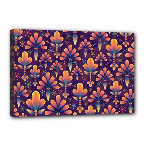 Floral Abstract Purple Pattern Canvas 18  x 12 