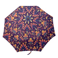 Floral Abstract Purple Pattern Folding Umbrellas