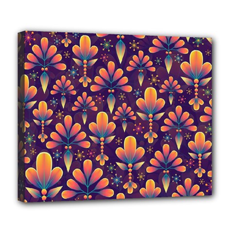 Floral Abstract Purple Pattern Deluxe Canvas 24  x 20  