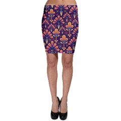 Floral Abstract Purple Pattern Bodycon Skirt